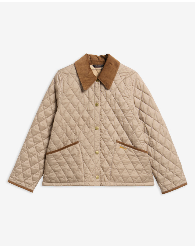 바버 여성 베이지 Icons Cropped Liddesdale 퀼팅 자켓 착용컷