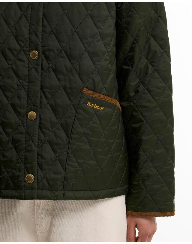 바버 여성 올리브 Icons Cropped Liddesdale 퀼팅 자켓 진한 연두 상세