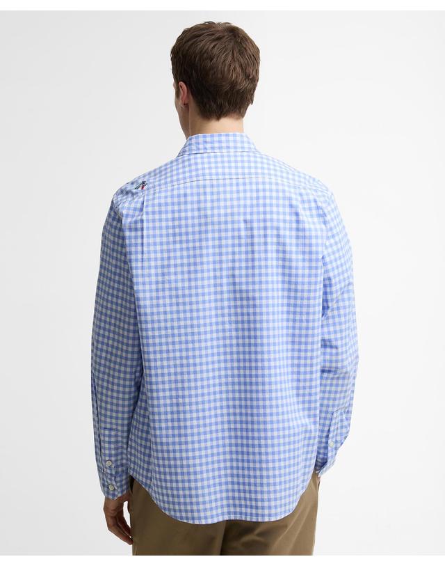 바버 [Barbour x Paul Smith] 남성 블루 Rawling 깅엄 셔츠 착용컷