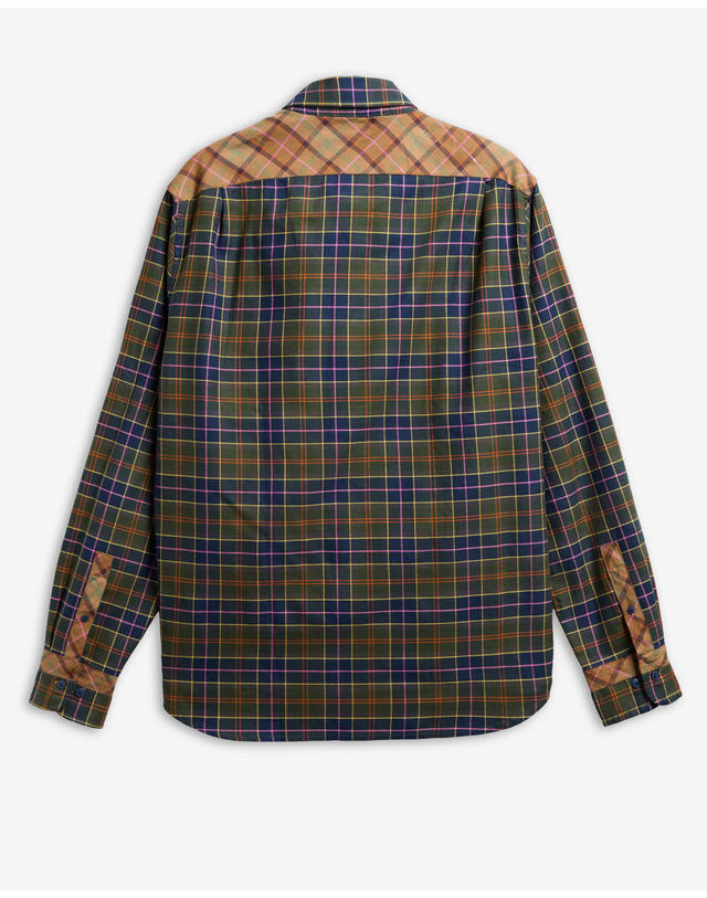 바버 [Barbour x Paul Smith] 남성 올리브 타탄 셔츠 진한 연두 상세