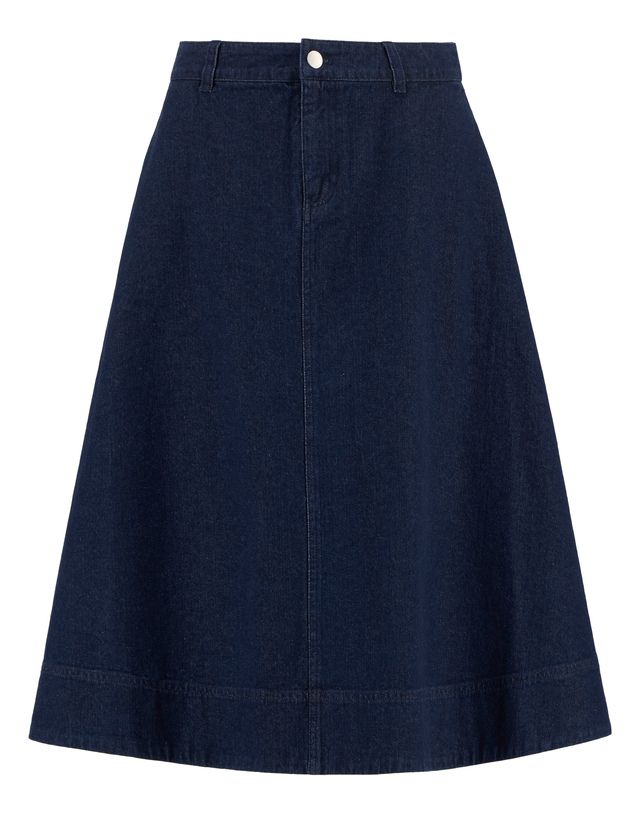 바버 여성 다크블루 Maia Denim 미디 스커트 [size : 008 (44)] 진한 블루 착용컷