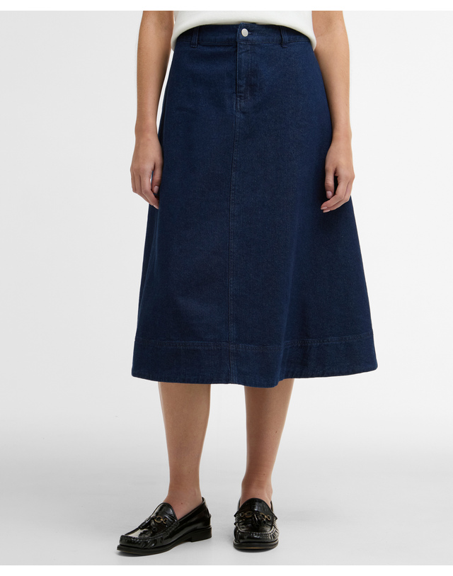 바버 여성 다크블루 Maia Denim 미디 스커트 [size : 008 (44)] 진한 블루 착용컷