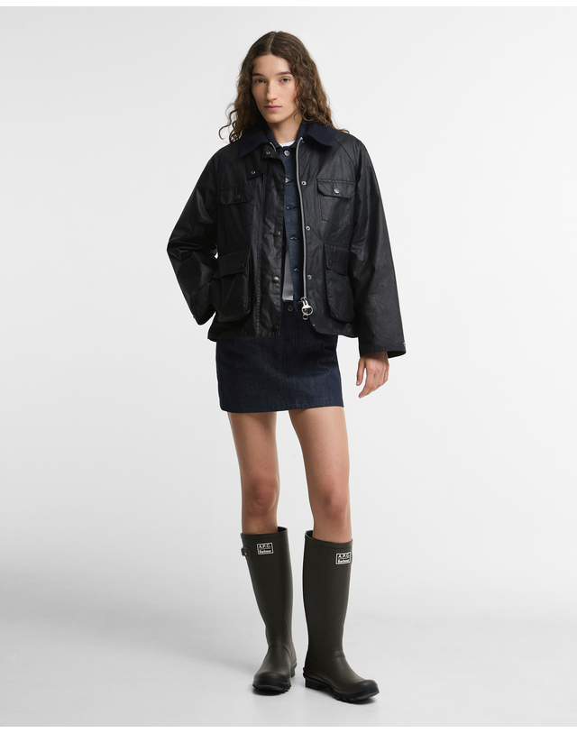 바버 [Barbour x A.P.C.] 여성 카키 롱 레인부츠 진한 초록 상세