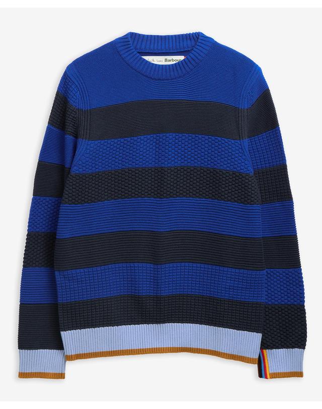 바버 [Barbour x Paul Smith] 남성 네이비 Southwold 스웨터 착용컷