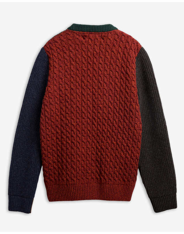 바버 [Barbour x Paul Smith] 남성 올리브 Cable Tyne 니트 가디건 초록 착용컷