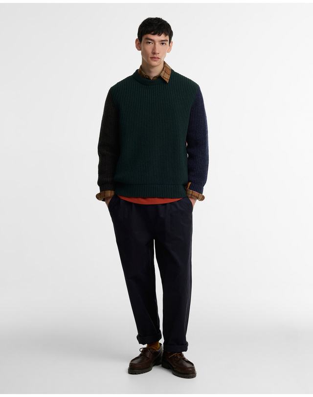 바버 [Barbour x Paul Smith] 남성 올리브 Cable Tyne 니트 가디건 초록 상세