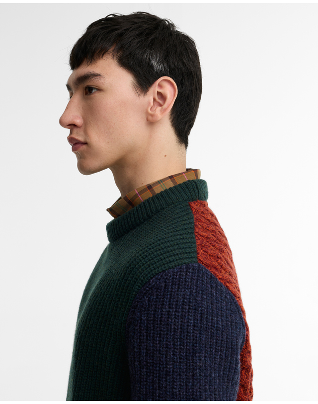 바버 [Barbour x Paul Smith] 남성 올리브 Cable Tyne 니트 가디건 초록 상세