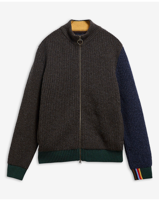 바버 [Barbour x Paul Smith] 남성 브라운 Gamefair 스웨터 착용컷