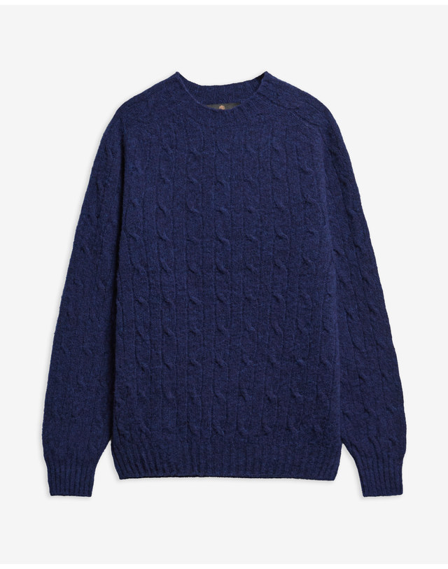 바버 남성 블루 Scottish Made 크루넥 스웨터 상세