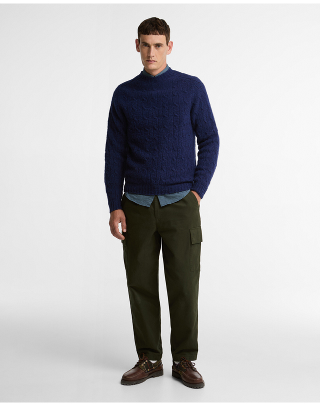 바버 남성 블루 Scottish Made 크루넥 스웨터 상세