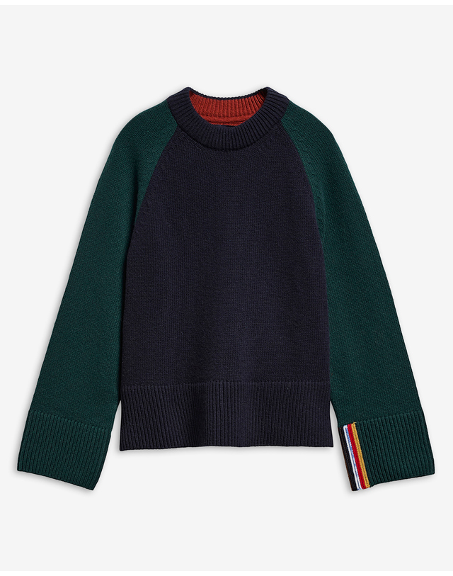 바버 [Barbour x Paul Smith] 여성 네이비 Tyneside 스웨터 착용컷
