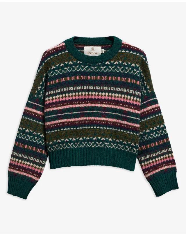 바버 여성 올리브 Scottish Made Overton 스웨터 진한 연두 상세