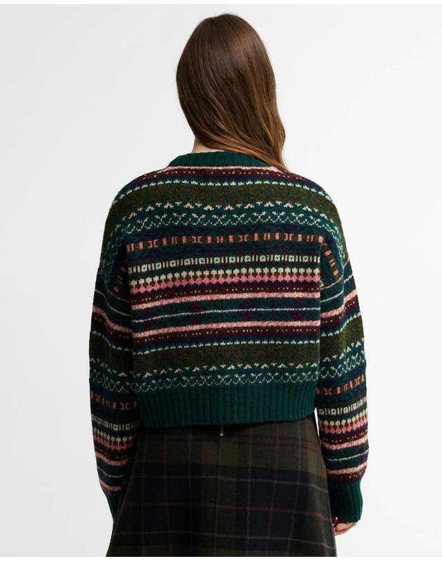 바버 여성 올리브 Scottish Made Overton 스웨터 진한 연두 상세