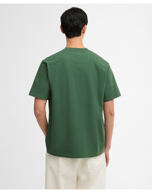 바버 남성 그린 Dalton Logo OS 티셔츠 초록 착용컷
