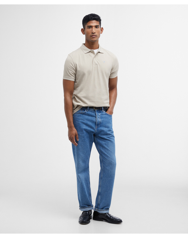 바버 남성 베이지 Original Sports 폴로 셔츠 [Asian Fit] 착용컷