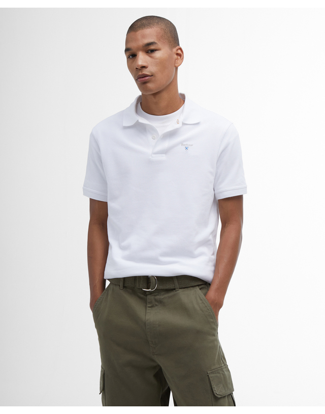 바버 남성 화이트 Original Sports 폴로셔츠 [Asian Fit] 흰색 착용컷