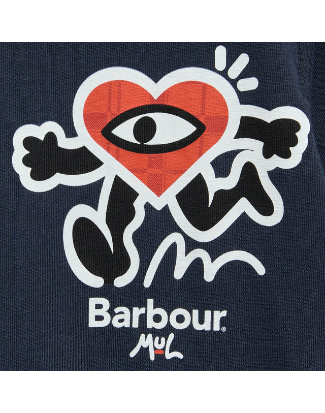 바버 [Barbour x Mul Draws] 남성 네이비 Camping Trip 티셔츠 상세
