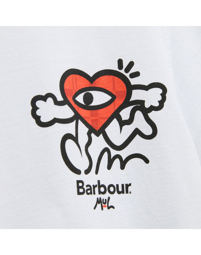 바버 [Barbour x Mul Draws] 남성 화이트 Camping Trip 티셔츠 흰색 상세
