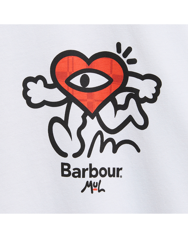 바버 [Barbour x Mul Draws] 여성 화이트 Tyne 티셔츠 흰색 상세