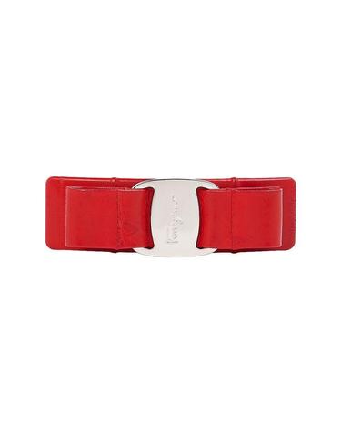 [페라가모] 여성 레더 바라 헤어핀 34 0388 FLAME RED 0765267