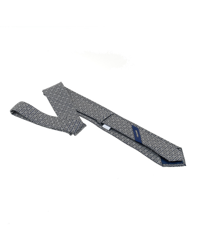 살바토레 페라가모 [페라가모] 남성 간치니 실크 자카드 타이 35 0942 F NAVY/AVORI 0768408 착용컷