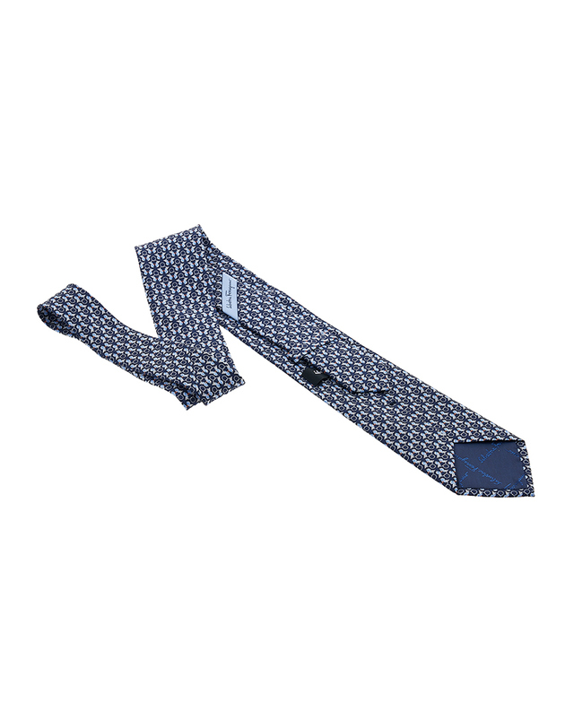살바토레 페라가모 [페라가모] 남성 버드 프린트 실크 타이 35 0813 NAVY 0757902 착용컷