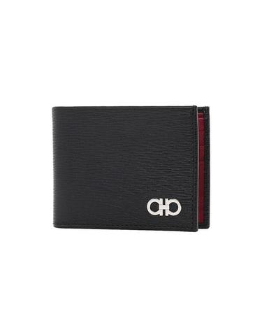 [페라가모] SS26 남성 간치니 반지갑 66 A064 NERO RED 0685978