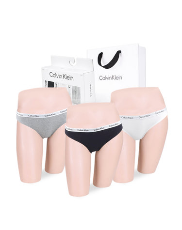 [캘빈클라인 언더웨어] 여자속옷 비키니 삼각팬티 3장세트+쇼핑백 QD3588-999