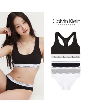 캘빈클라인 여성 스포츠 브라 팬티 3장 블랙 세트 속옷 F3785+QP3276O