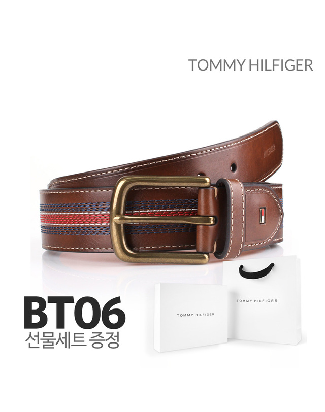 타미 힐피거 타미힐피거 남성벨트 가죽 단면 벨트 BT06 (선물포장세트) 착용컷