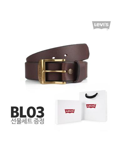리바이스 남성벨트 가죽 단면 벨트 0204 BL03 (선물포장세트)