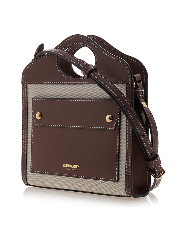 버버리 [버버리] 여성 투톤 캔버스 레더 미니 포켓 백 8052898 LS MICRO POCKET BAG A1395 착용컷
