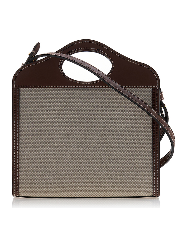 버버리 [버버리] 여성 투톤 캔버스 레더 미니 포켓 백 8052898 LS MICRO POCKET BAG A1395 착용컷