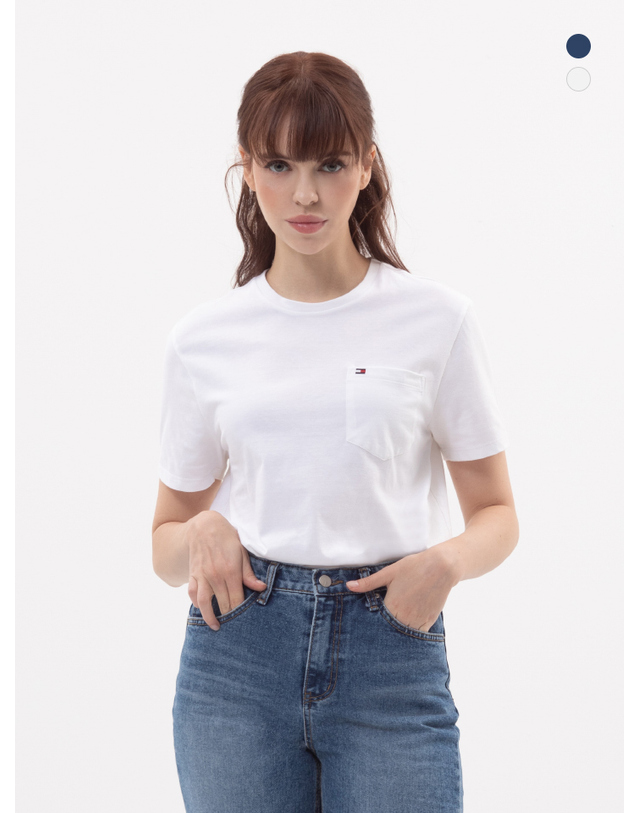 타미 힐피거 타미힐피거 에센셜 클래식 포켓 티셔츠 T1048 택1 착용컷