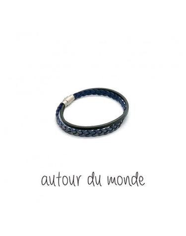 vintage woven leather men bracelet