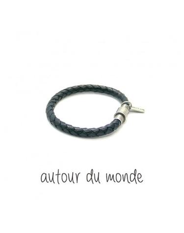 classic leather men bracelet (black)
