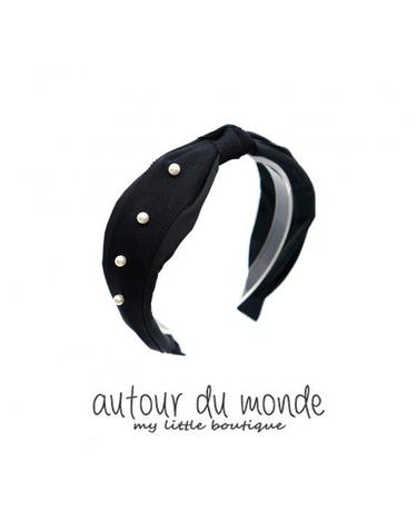 pearl ribbon hairband (black)