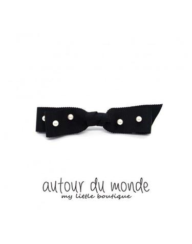 pearl ribbon hairpin (black)
