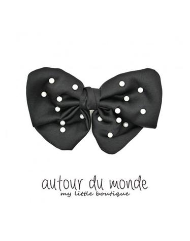 cute ribbon pearl hairpin (black)