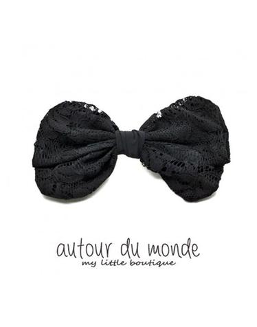 lace ribbon hairpin (black)