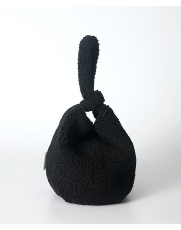 Wool dumpling wrist bag - Black