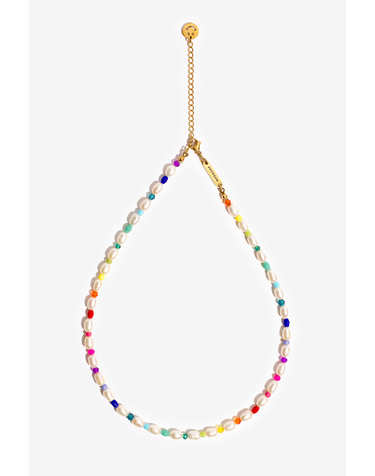 [모드곤]해피스마일 레인보우 담수진주 목걸이 Happy Smile Rainbow Pearl Necklace