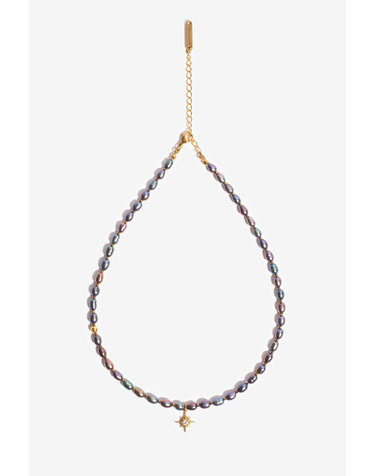 [모드곤] 골드톤 별장식 블루그레이 담수진주목걸이StarPendant Bluegray pearl necklace