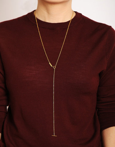[모드곤] 골드톤 심플 체인 롱 목걸이 Gold-tone Simple Chain Long necklace