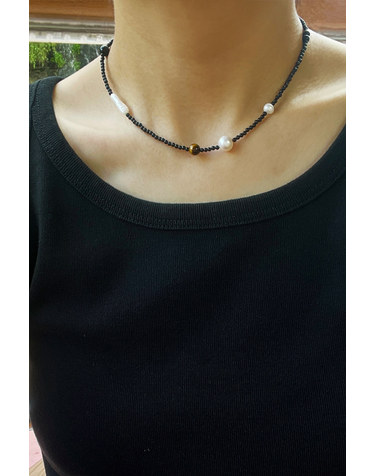 [모드곤] 오닉스 담수진주 목걸이 Onyx Pearl Necklace
