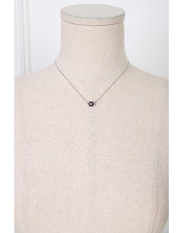 [모드곤] 실버톤 블루그레이 담수진주 목걸이 Silvertone Bluegray Fresh Water Pearl Necklace