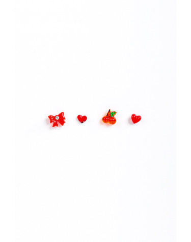 [모드곤] 0.8mm 귀걸이 침 두께 얇은 리본 체리 하트 피어싱  Ribbon cherry heart piercing