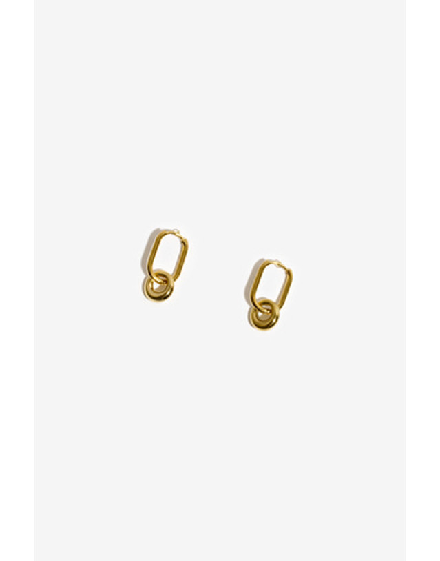 모드곤 골드톤 미니원터치 더블링 귀걸이 Goldtone mini doublering earring 착용컷