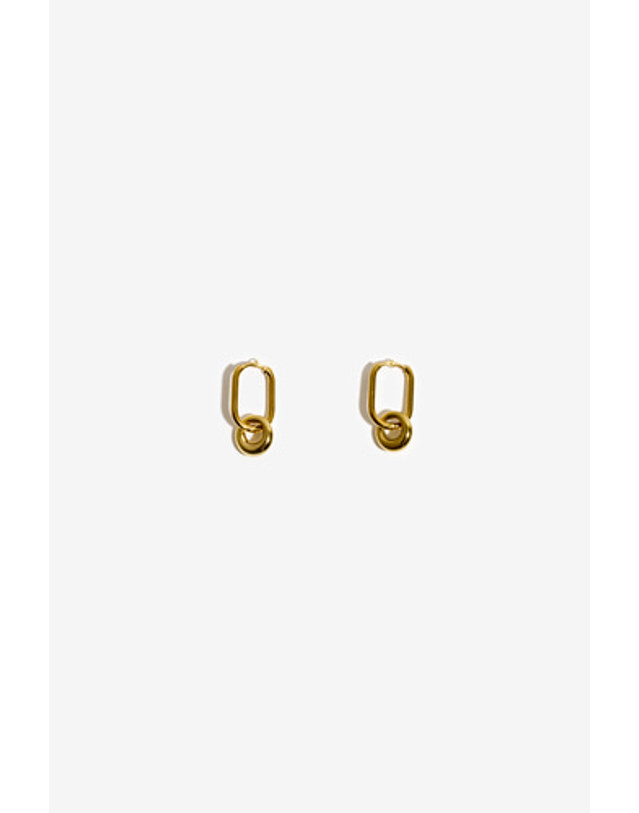 모드곤 골드톤 미니원터치 더블링 귀걸이 Goldtone mini doublering earring 착용컷