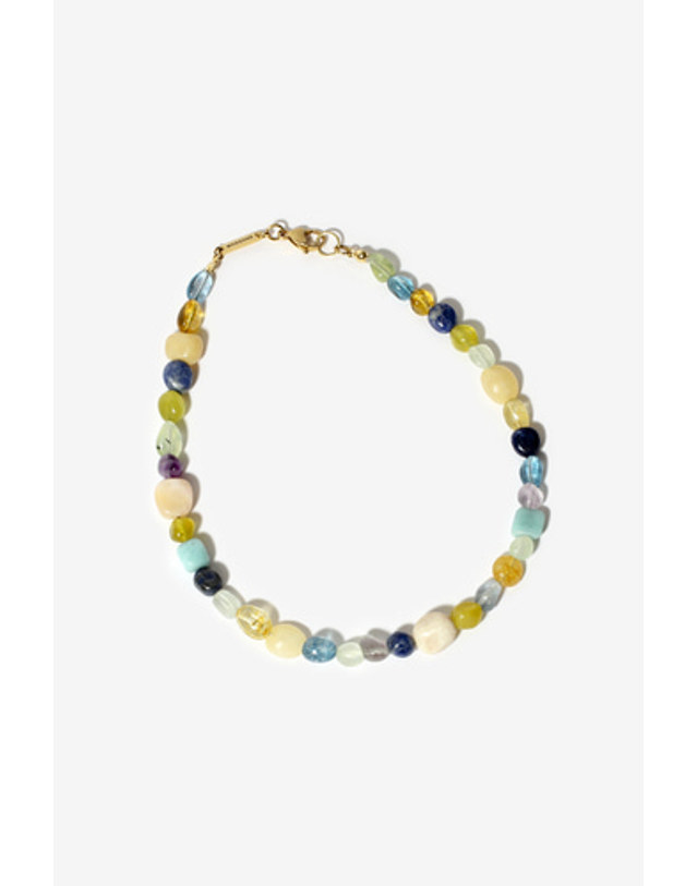 모드곤 [모드곤] 컬러플 조약돌 원석 목걸이 Colorful Pebbles stone necklace ​ 착용컷
